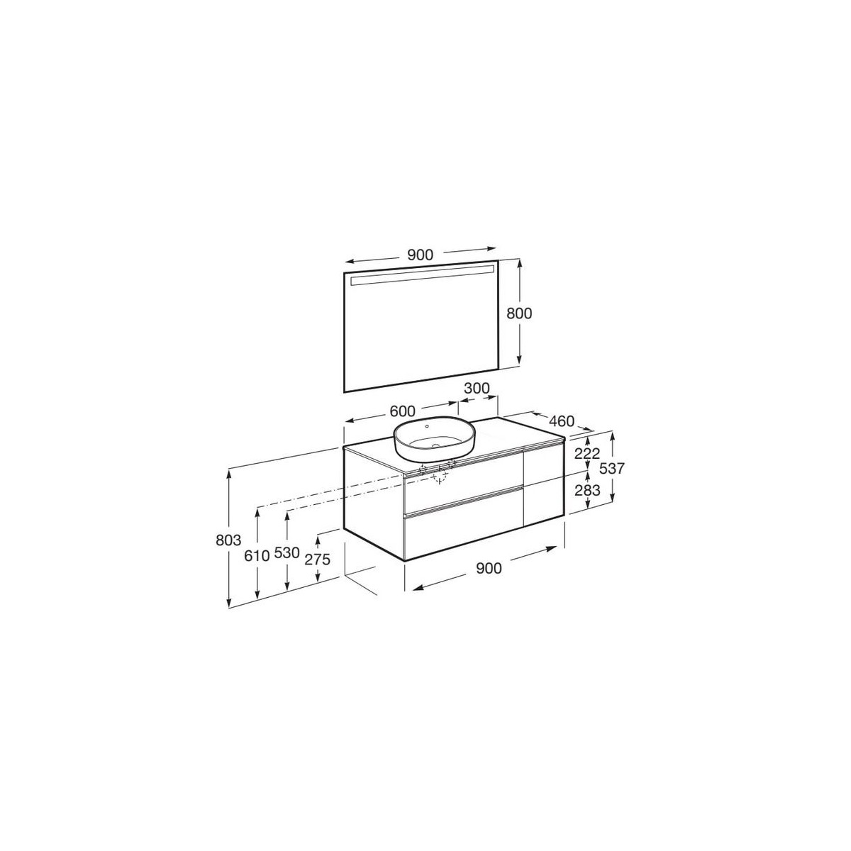 The Gap Pack Pr Lav Gche 900Mm Frêne Nordic - ROCA A851534434 