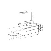 The Gap Pack Pour Vasque À Poser À Droite 1100Mm Blanc Mat/Poignées Noires - ROCA A851535509 