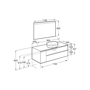 The Gap Pack Pour Vasque À Poser À Droite 1100Mm Noyer/Poignées Noires - ROCA A851535517 