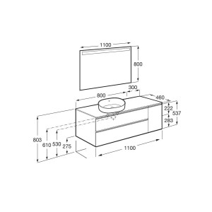 The Gap Pack Pour Vasque À Poser À Gauche 1100Mm Blanc Mat/Poignées Noires - ROCA A851536509 