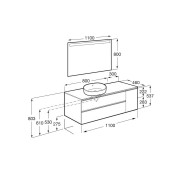 The Gap Pack Pour Vasque À Poser À Gauche 1100Mm Bleu Mat/ Poignées Noires - ROCA A851536548 