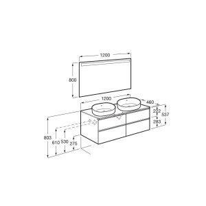 The Gap Pack Pour 2 Vasques À Poser 1200Mm Bleu Mat/ Poignées Noires - ROCA A851537548 