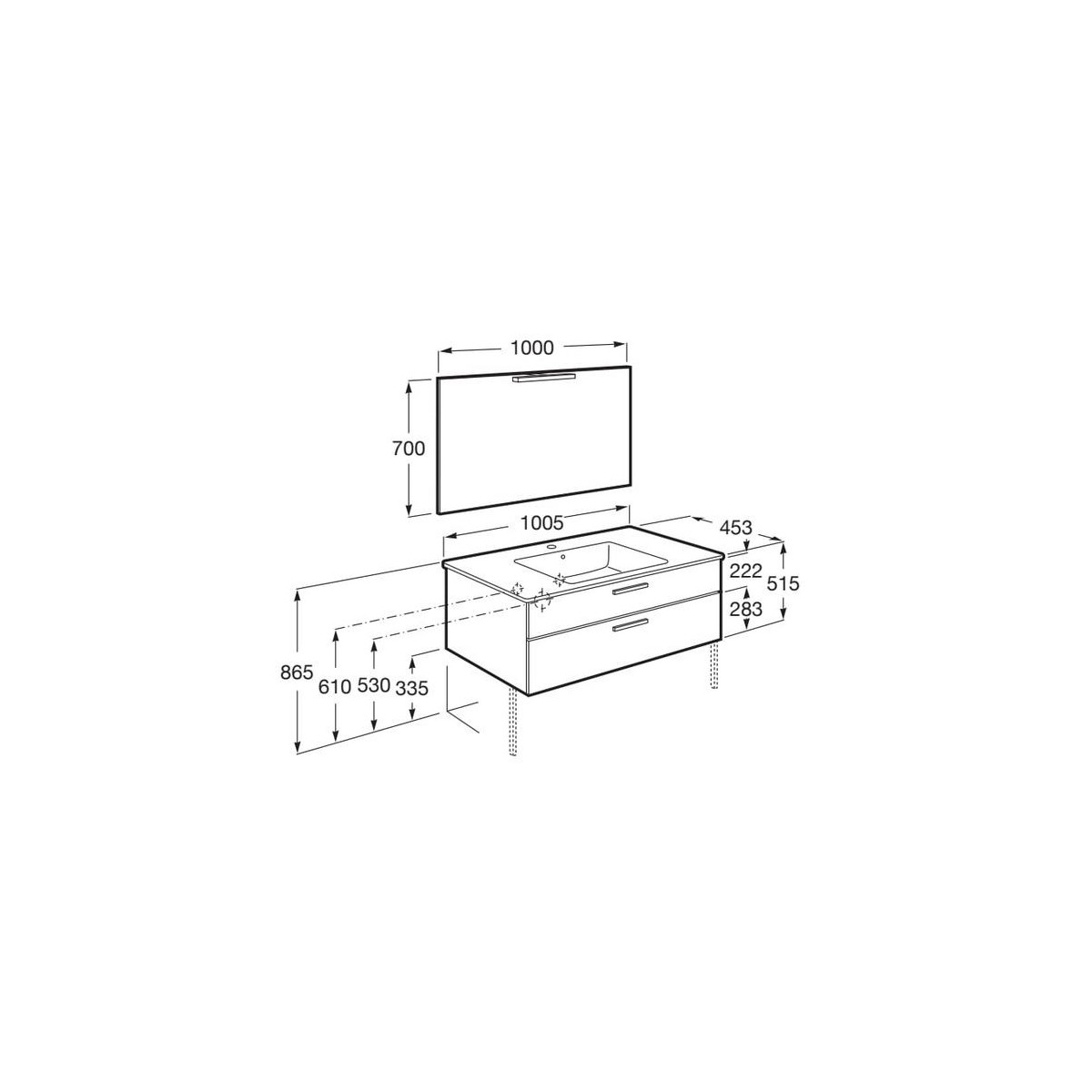 Victoria pack 2 tiroirs 1000mm city oak - ROCA A851605402 