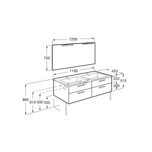 Victoria Pack 2 Tiroirs 1200Mm Gris Anthracite - ROCA A851606153 