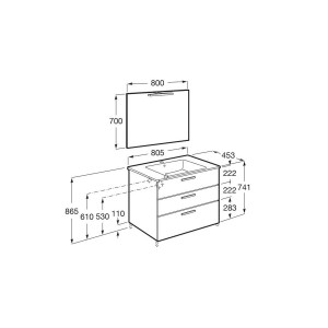 Victoria Pack 3 Tiroirs 800Mm Blanc Brillant - ROCA A851608806 