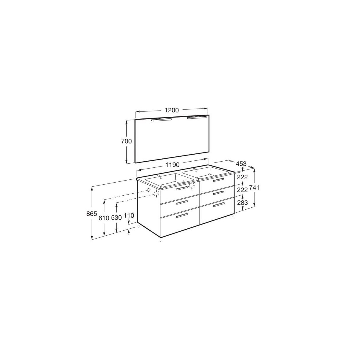 Victoria Pack 3 Tiroirs 1200Mm Frêne Nordic - ROCA A851609434 