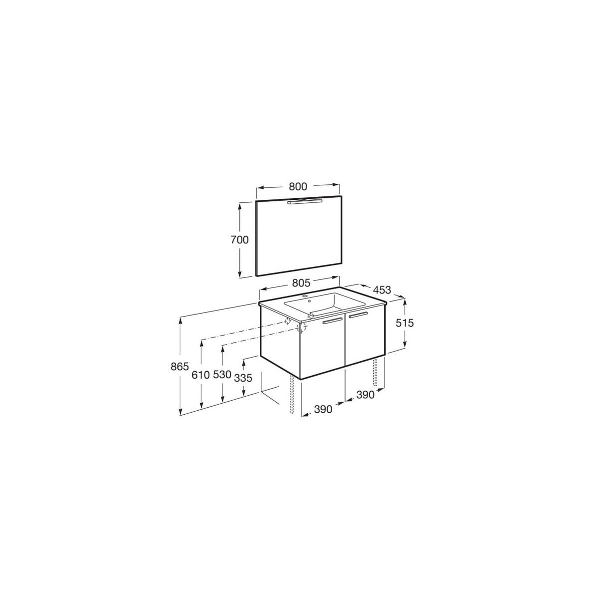 Victoria Pack 2 Portes 800Mm  Frene Nordic-Roca A851662434 