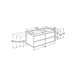 Ona Unik 4 Tiroirs 1200Mm Vert Mat-Roca A851694513 