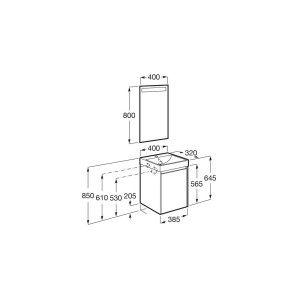 Ensemble lave-mains Meuble 1 porte et miroir avec éclairage LED Ona 40cm Vert Mat - Roca A851695513 