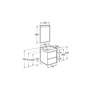 Ona Pack 2 Tiroirs 450Mm Cpt Gris Mat-Roca A851697510 
