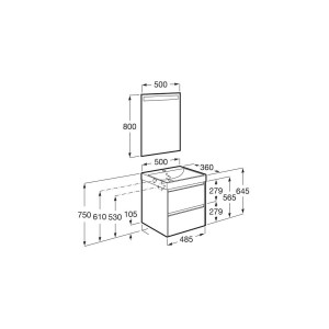Ona Pack 2 Tiroirs 500Mm Cpt Vert Mat-Roca A851698513 