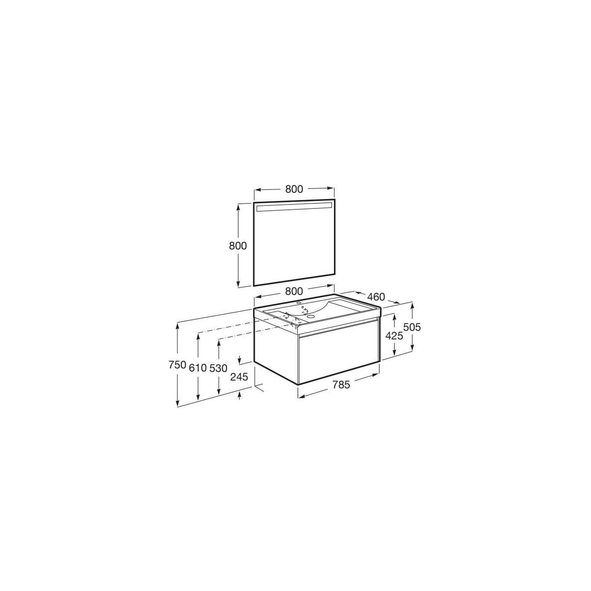 Ona Pack 1 Tiroir 800Mm Lavabo Centré Gris Mat-Roca A851701510 