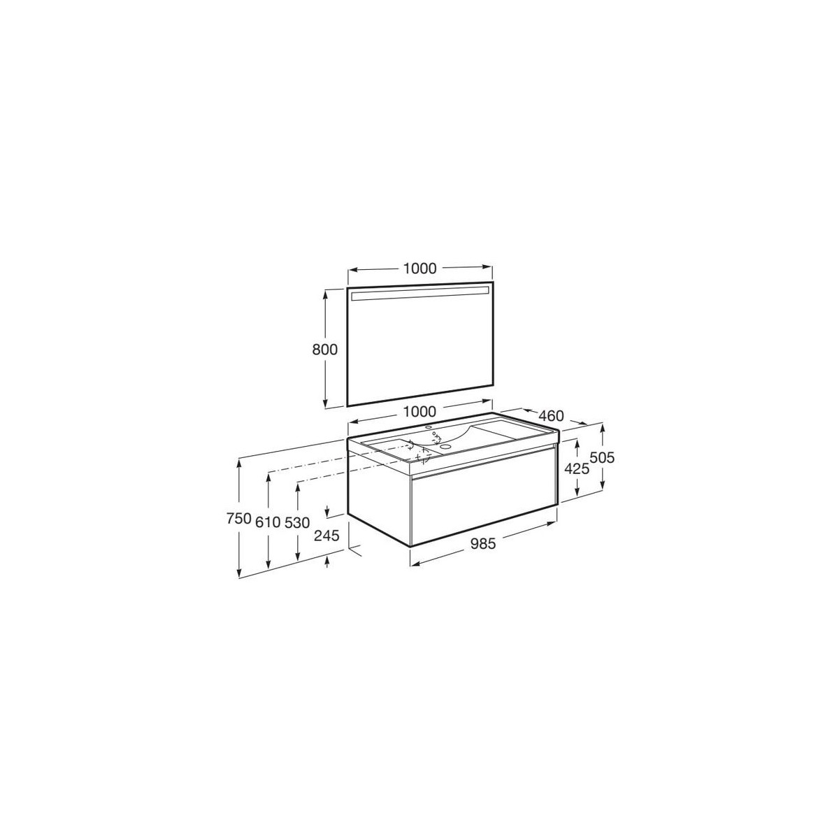 Ona Pack 1 Tiroir 1000Mm Orme Foncé-Roca A851702511 
