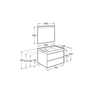 Ona Pack 2 Tiroirs 800Mm Lavabo Gauche Orme Foncé-Roca A851708511 
