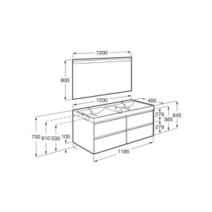 Ona Pack 4 Tiroirs 1200Mm Gris Mat-Roca A851710510 