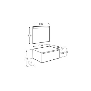 Ona Pack Meuble 1T+Plan Pr Lav Centré+Miroir 800 Orme Foncé-Roca A851712511 