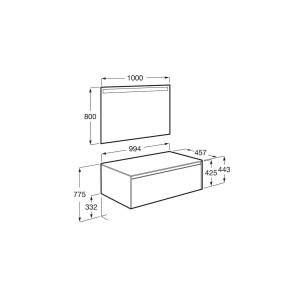 Ona Pack Meuble 1T+Plan Pr Lav Centré+Miroir 1000 Gris Mat-Roca A851714510 
