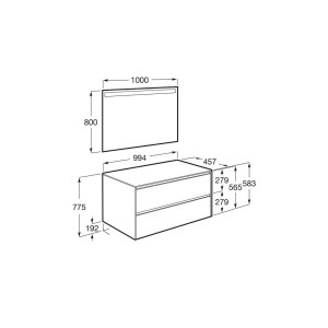 Ona Pack Meuble 2T + Plan  + Miroir Eidos 1000Mm  Vert Mat-Roca A851718513 