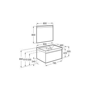 Ona Pack 1 Tiroir 800Mm Lavabo Droite Vert Mat-Roca A851721513 