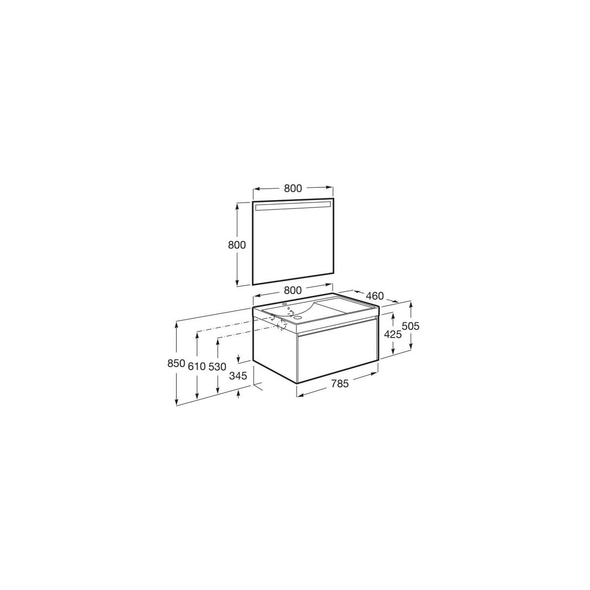 Ona Pack 1 Tiroir 800Mm Lavabo Gauche Orme Foncé-Roca A851722511 