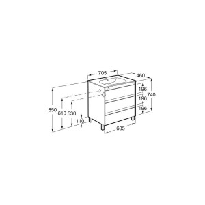 Tenet Unik 3 Tiroirs 700 Mm Noyer - ROCA A851780517 