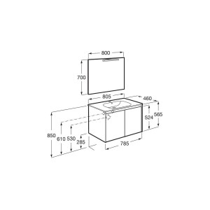 Tenet Pack 2 Portes 800 Mm Gris Galet Brillant - ROCA A851784516 