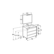 Tenet Pack 3 Tiroirs 800 Mm Frêne Nordic - ROCA A851791434 