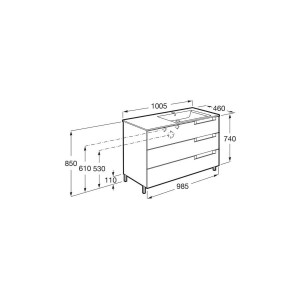 Aleyda Unik 3 Tiroirs Lavabo À Droite 1000 Mm Bois Naturel - ROCA A851826524 