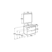 Aleyda Pack Compact 2 Tiroirs 700 Mm Bois Blanchi - ROCA A851831525 