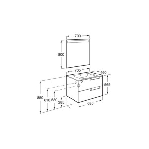 Aleyda Pack 2 Tiroirs 700 Mm Bois Blanchi - ROCA A851834525 