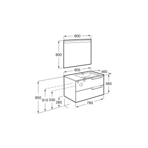 Aleyda Pack 2 Tiroirs Lavabo À Droite 800 Mm Bois Naturel - ROCA A851835524 