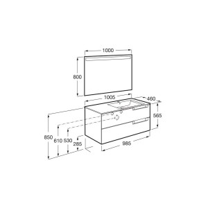Aleyda Pack 2 Tiroirs Lavabo À Droite 1000 Mm Noir Mat - ROCA A851838523 