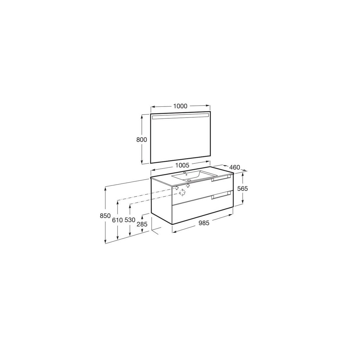 Aleyda Pack 2 Tiroirs 1000 Mm Bois Naturel - ROCA A851839524 