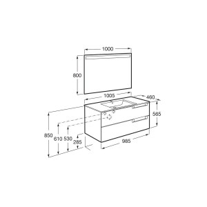 Aleyda Pack 2 Tiroirs 1000 Mm Bois Blanchi - ROCA A851839525 