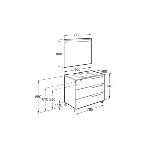 Aleyda Pack 3 Tiroirs 800 Mm Bois Blanchi - ROCA A851844525 