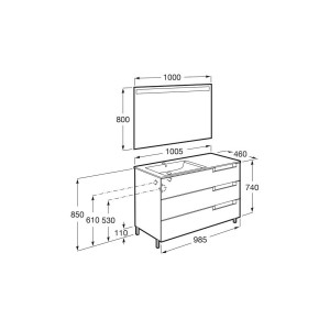 Aleyda Pack 3 Tiroirs Lavabo À Droite 1000 Mm Blanc Mat - ROCA A851846509 