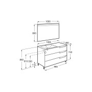 Aleyda Pack 3 Tiroirs Lavabo À Droite 1000 Mm Noir Mat - ROCA A851846523 