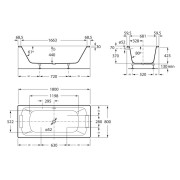 Baignoire acier émaillée avec fond antidérapant 1800X800 Blanc LUN - ROCA A221270000 