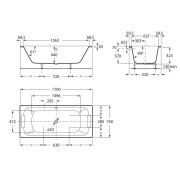 Baignoire acier émaillée avec fond antidérapant 1700X750 Blanc LUN - ROCA A221370000 