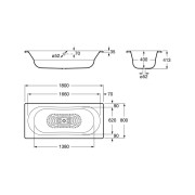 Baignoire acier émaillé avec fond antidérapant 1800X800 Blanc Duo Plus - ROCA A221670000 
