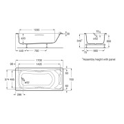 Baignoire acrylique rectangulaire 1700X700 Blanc Be Cool - ROCA A248340001 