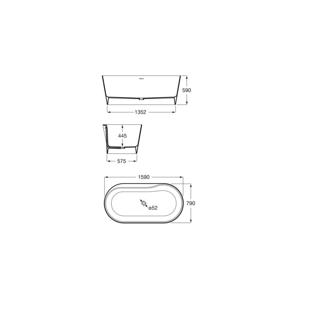 Raina baignoire îlot en stonex avec trop plein 160x80 blc - ROCA A248466000 