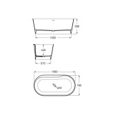 Raina baignoire îlot en stonex avec trop plein 160x80 blc - ROCA A248466000 