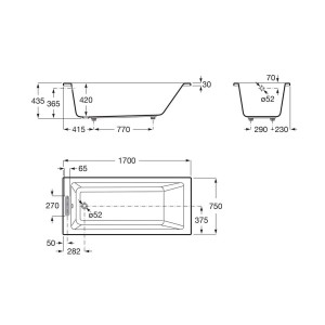 Vythos baign acrylique avec pieds 1700x750 - ROCA A248552000 