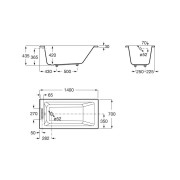 Vythos baign acryl avec pieds tonic 140x70 - ROCA A248575001 