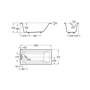 Vythos baign acryl avec pieds tonic 150x70 - ROCA A248576001 