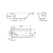 Vythos baign acryl avec pieds tonic 160x70 - ROCA A248577001 