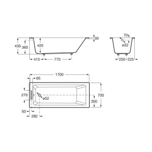 Vythos baign acryl avec pieds tonic 170x70 - ROCA A248578001 