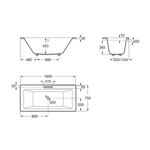 Vythos baign double acryl avec pieds tonic 160x75 - ROCA A248581001 