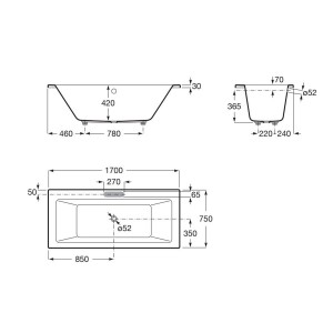 Vythos baign double acryl avec pieds tonic 170x75 - ROCA A248582001 